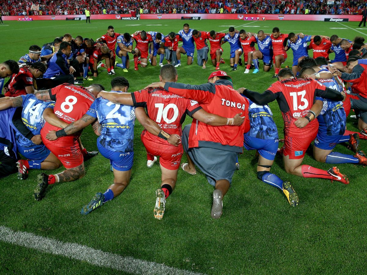 Junior Paulo Samoa and Tonga players at 2017 World Cup PA